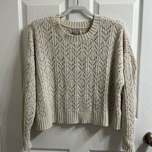 American Eagle Cream Pointelle Sweater Size L